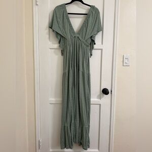 Free People Sage Maxi Dress with Flutter Sleeves